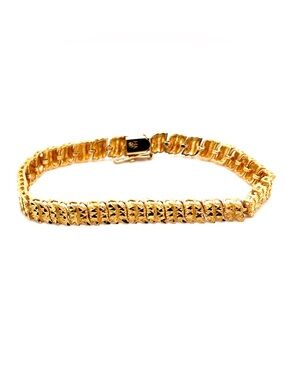 14K Gold Tone Textured Link Bracelet